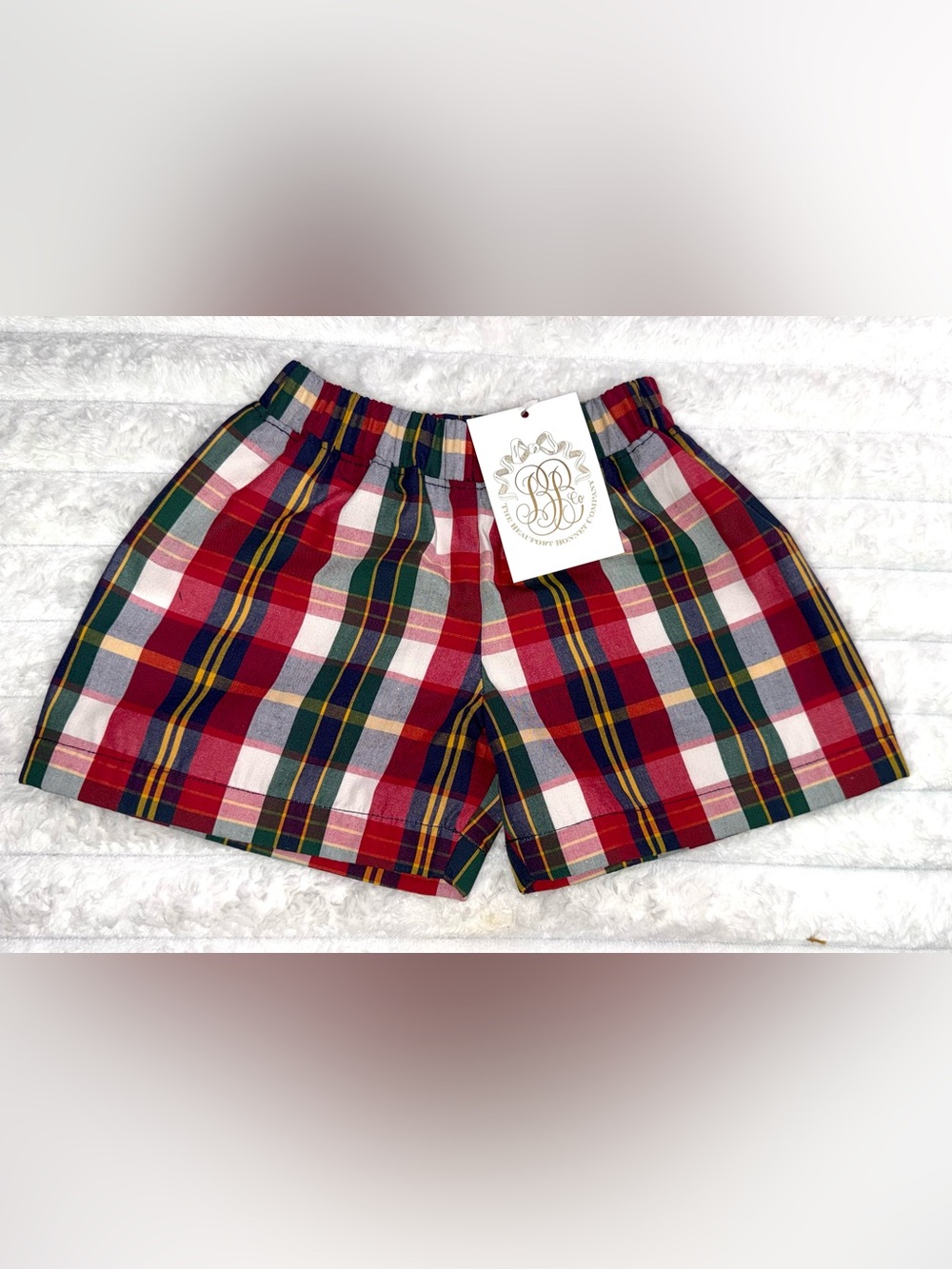 The Beaufort Bonnet Company plaid pull on shorts, size 6-12 mos, NWT